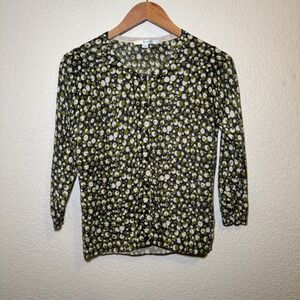 Boden Size 10 Cardigan Wool Sweater Polka Dot Green Button Preppy Whimsical Y2K